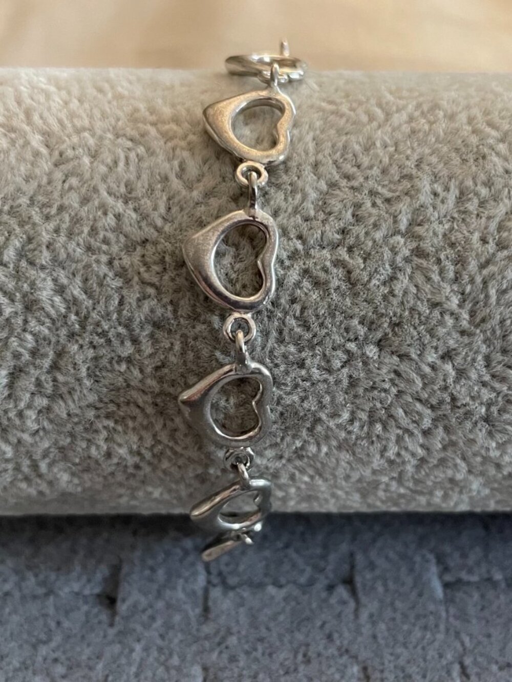 Vintage Sterling Silver Heart Bracelet 7" 8 grams Minimalist Boho Hippie Love